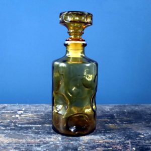 Amber genie bottle decanter with thumbprint/giraffe pattern