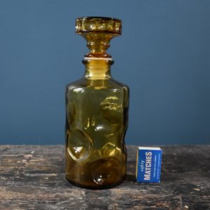 Amber genie bottle decanter with thumbprint/giraffe pattern