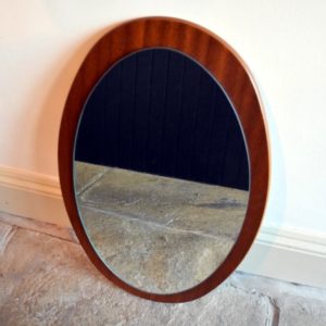 Vintage oval Danish-style teak mirror