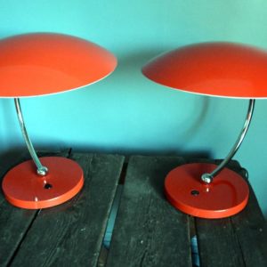 Pair of vintage bold red table lamps