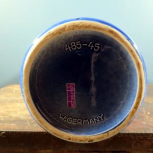 Floor standing blue West German Pottery handled vase, Onion Amsterdam design by Scheurich Keramik 485-45