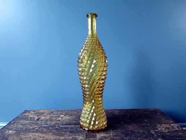Rossini genie bottle in Empoli glass with yellow diamond pattern