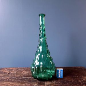 Rossini flask shaped genie bottle decanter in Empoli glass with green brick pattern