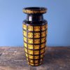Vintage Scheurich Keramik West German Pottery black and yellow vase with Prisma pattern 261-30