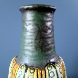 Jasba Keramic yellow and green West German Pottery vase with handmade pattern 1579-30
