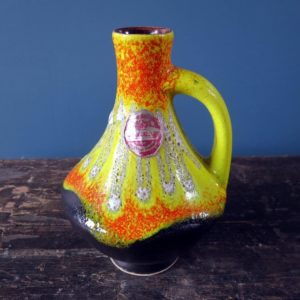 Overglazed dripped Bay Keramik West German Pottery vase with handle 67-17