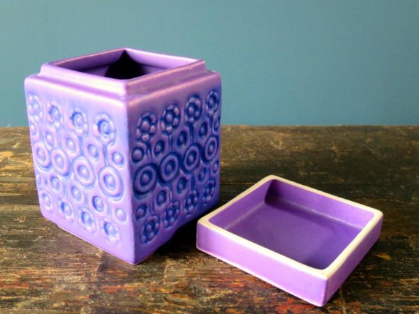 Vintage purple Hutschenreuther West German Pottery box and lid