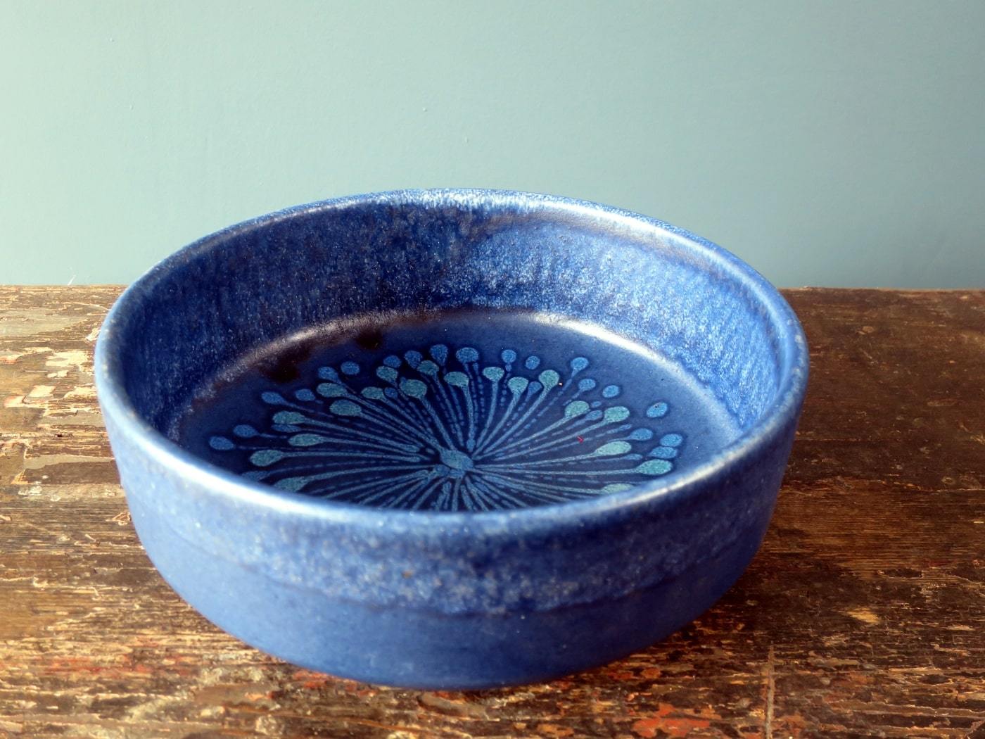 Silberdistel Keramik colbalt blue vintage West German Pottery Vase bowl 710-20