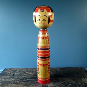 Kokeshi doll - striped colourful design - very large