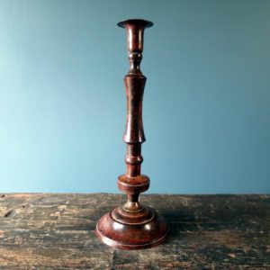 Antique Victorian wood-effect metal candlesticks
