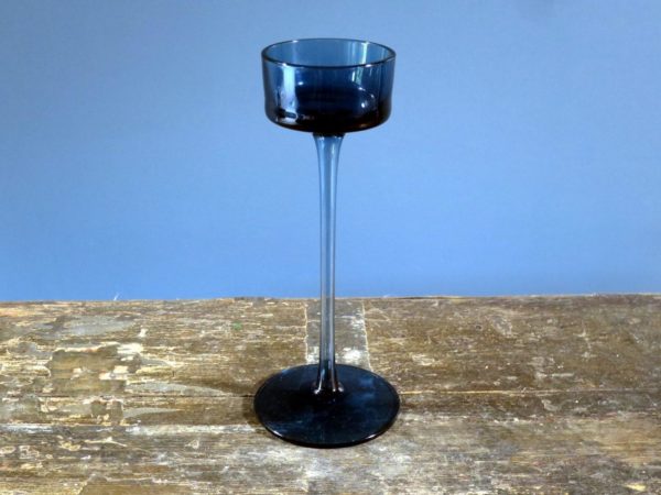Wedgwood candle holder Brancaster design in blue glass - tall
