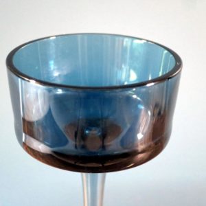 Wedgwood candle holder Brancaster design in blue glass - tall