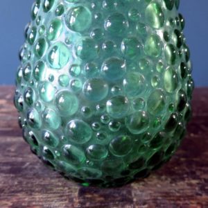 Rossini genie bottle decanter in Empoli glass with green hobnail pattern
