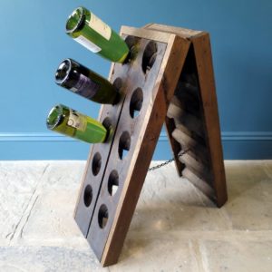 1800s French wooden wine bottle holder riddling rack