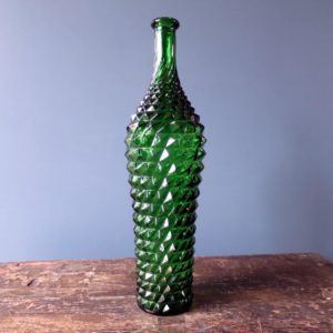 Rossini vase shaped genie bottle decanter in Empoli glass with green diamond point pattern