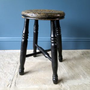 Antique four-legged black Victorian stool