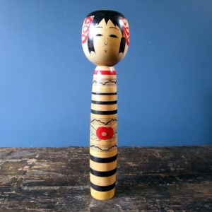 Japanese Kokeshi doll - Tsuchiyu style with striped body
