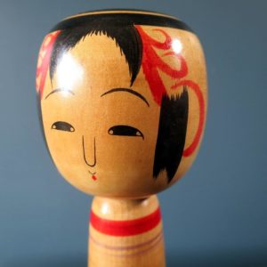 Kokeshi doll - Tsuchiyu style with striped body and squeak