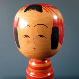 Vintage Japanese Kokeshi doll - Sakunami style with blossom design