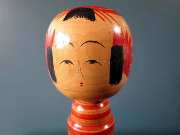 Vintage Japanese Kokeshi doll - Sakunami style with blossom design