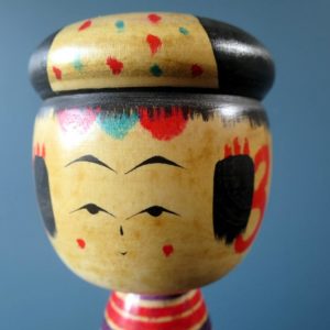 Japanese wooden Kokeshi doll - Yajiro design with hat