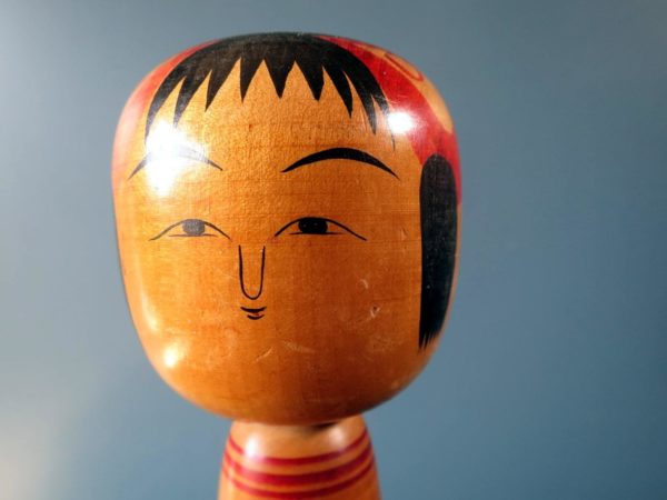 Vintage Japanese Kokeshi doll - Tsuchiyu style with bobble head/squeak