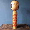 Japanese wooden Kokeshi doll - Togatta design with chrysanthemum pattern