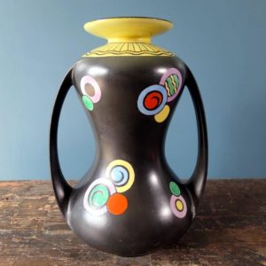 Antique art deco Shelley pottery Jazz Circles vase 8462