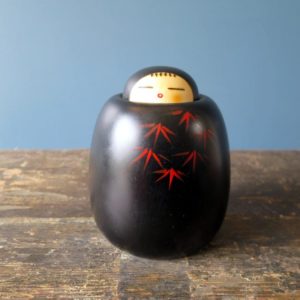 Japanese wooden black round Creative Kokeshi doll