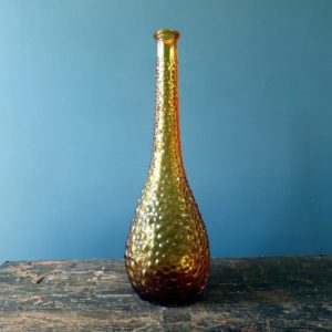 Rossini genie bottle decanter in Empoli glass with amber hobnail pattern