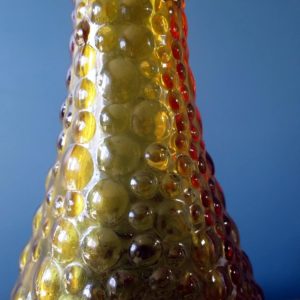 Rossini genie bottle decanter in Empoli glass with amber hobnail pattern
