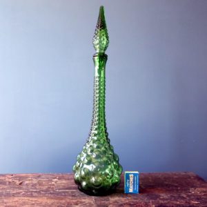 Rossini genie bottle decanter in Empoli glass with green bubble pattern