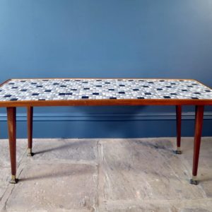 1950s Mid-Century coffee table with mosaic tiled top