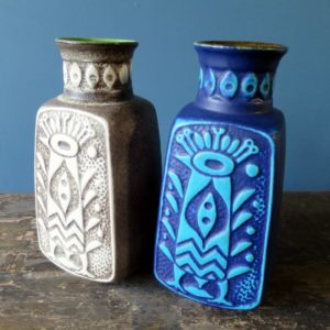 Vintage Aztec bird grey vase design by Bodo Mans 96-20
