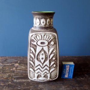 Vintage Aztec bird grey vase design by Bodo Mans 96-20