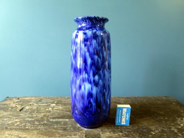 Blue drip glazed vintage Scheurich Keramik West German Pottery vase 206-27