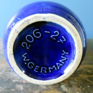 Blue drip glazed vintage Scheurich Keramik West German Pottery vase 206-27