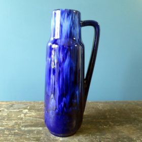 Blue West German drip glaze vase with handle 275-28