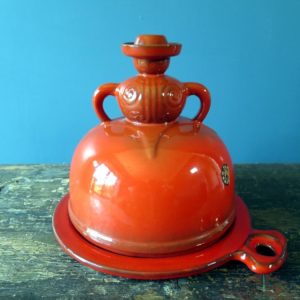 Orange Pan Keramik West German Pottery cheese dome