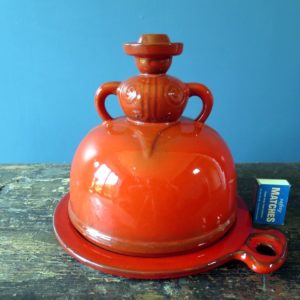 Orange Pan Keramik West German Pottery cheese dome