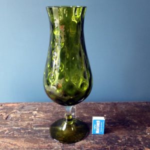 Vintage green dimpled heavy glass vase