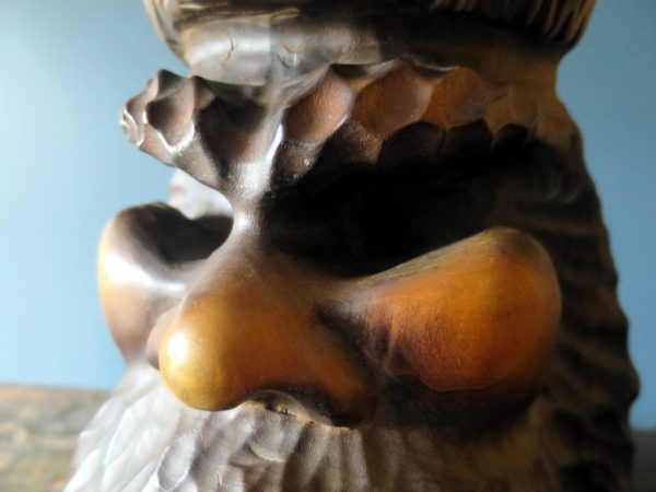Rare Japanese (Hokkaido) hand-carved sculpture of Ainu man with eagle head-dress