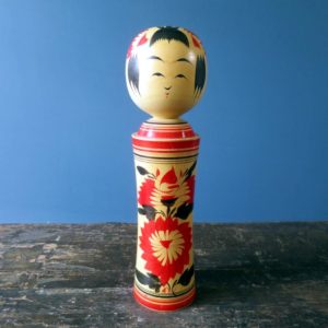 Japanese Vintage Kokeshi doll - Naruko by Sato Toshio 佐藤俊夫 with squeaky head