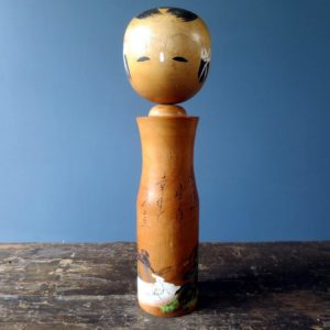 Japanese wooden Kokeshi doll - Creative souvenir with river scene