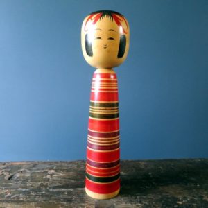 Japanese Kokeshi doll - Tsuchiyu with striped body