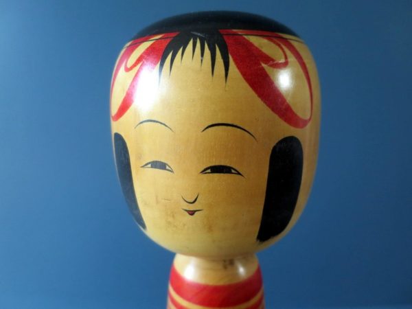 Japanese Kokeshi doll - Tsuchiyu with striped body