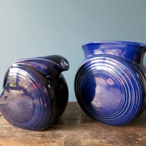 Fiestaware colbalt large blue disc pitcher and vase
