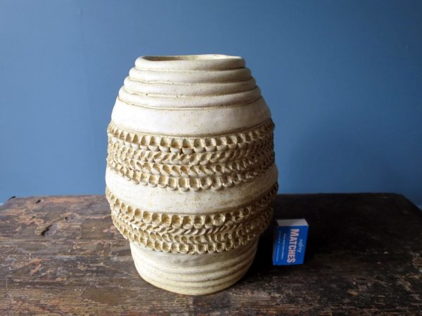 Detailed vintage stoneware studio vase