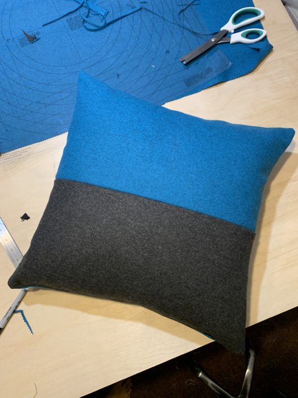 Grey and Blue Wool Scatter Cushion