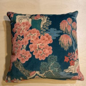 Pink Japanese Blossom Velvet Scatter Cushion